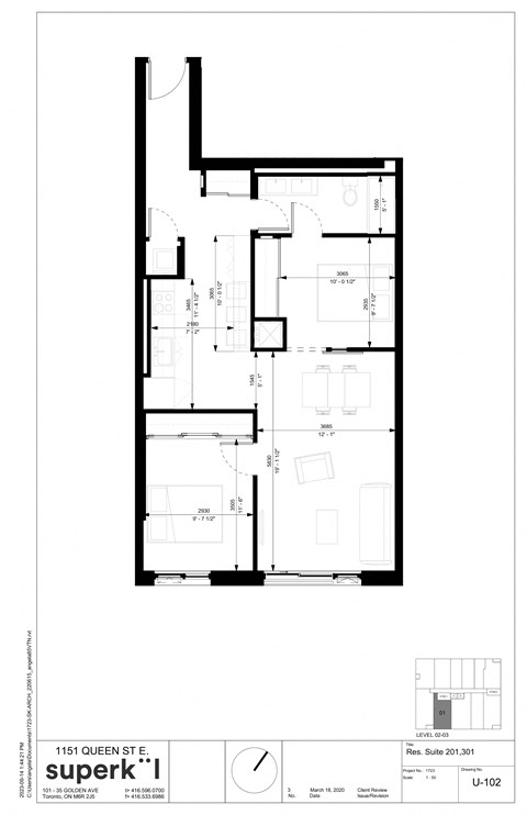 Floor plan for 2 beds, 1 bath, 885 sqft